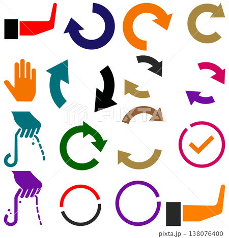 Hands with Arrows and Symbols for Actions and Processes Hands with Arrows and Symbols for Actions and Processes 138076400