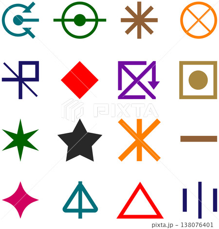 Collection of Geometric Shapes and Symbols in Flat Design 138076401