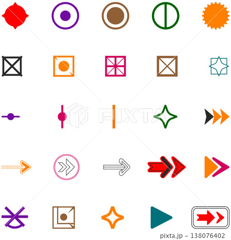 Collection of Colorful Geometric Icons and Symbols with Play Button Collection of Colorful Geometric Icons and Symbols with Play Button 138076402