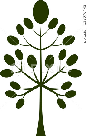 Dark Green Stylized Tree with Oval Leaves on White Vector Dark Green Stylized Tree with Oval Leaves on White Vector 138076442