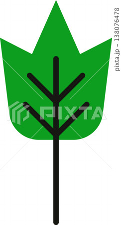 Green Leaf Icon with Three Veins with Leaf Shape Green Leaf Icon with Three Veins with Leaf Shape 138076478