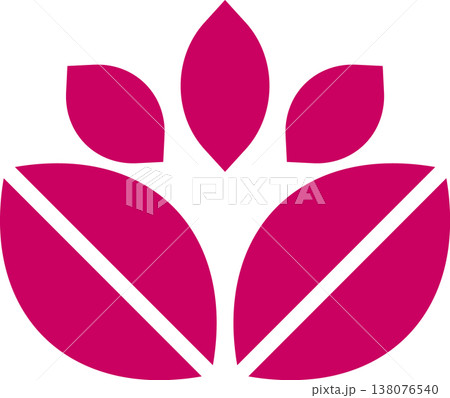 Hot pink abstract lotus flower logo symbol on white background Hot pink abstract lotus flower logo symbol on white background 138076540