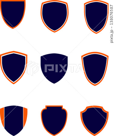 Blue and Orange Shield Emblem Icons for Security and Protection Blue and Orange Shield Emblem Icons for Security and Protection 138076587
