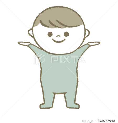 喜ぶ赤ちゃん　水色 138077948