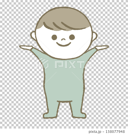 喜ぶ赤ちゃん　水色 138077948