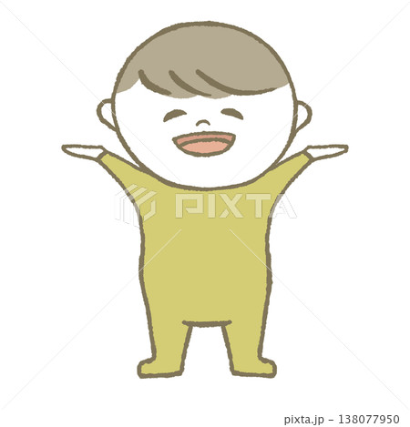 喜ぶ赤ちゃん　黄色 138077950