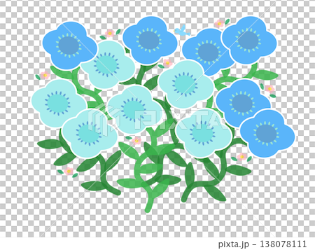 春季花束插畫素材(淺藍色,透明PNG格式)可愛花朵、裝飾元素、植物 春季花束插畫素材(淺藍色,透明PNG格式)可愛花朵、裝飾元素、植物 138078111
