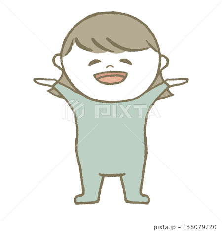 喜ぶ赤ちゃん　水色 138079220