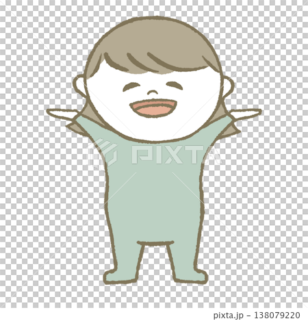 喜ぶ赤ちゃん　水色 138079220