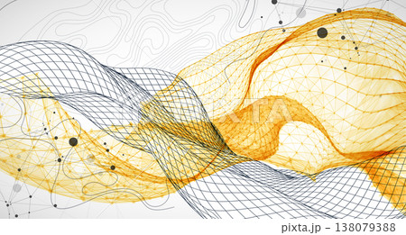 The abstract wave is made in a frame style. Template for science and technology presentation. 138079388