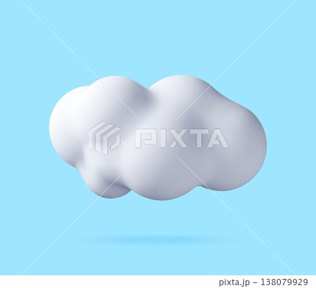 White 3D cloud floating on light blue background 138079929