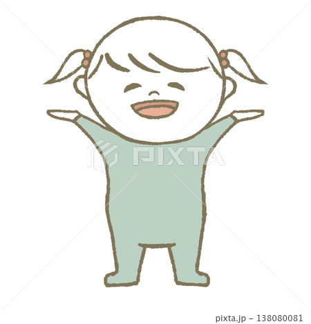 喜ぶ赤ちゃん　水色 138080081