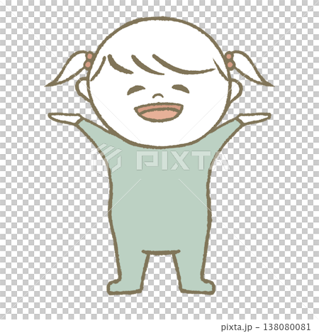 喜ぶ赤ちゃん　水色 138080081