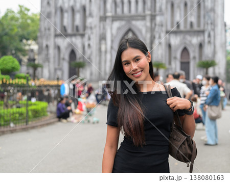 Young Thai Woman at St Joseph's Cathedral Hanoi Vietnam Young Thai Woman at St Joseph's Cathedral Hanoi Vietnam 138080163