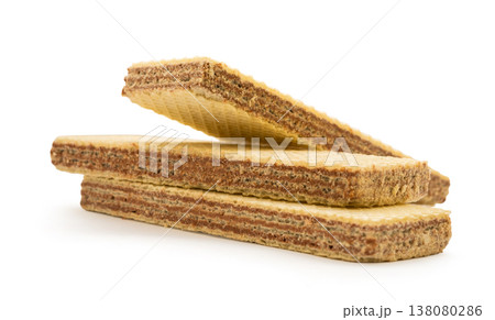 chocolate wafers on a white isolated background chocolate wafers on a white isolated background 138080286