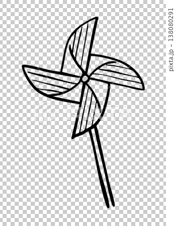 折り紙で作った風車_線画 138080291