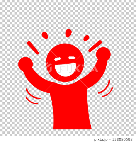 A pictogram of a person representing achievement and joy (red) A pictogram of a person representing achievement and joy (red) 138080598