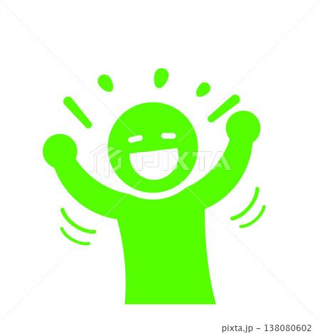 達成と喜びを表す人物ピクトグラム(緑) 達成と喜びを表す人物ピクトグラム(緑) 138080602
