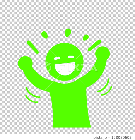 達成と喜びを表す人物ピクトグラム(緑) 達成と喜びを表す人物ピクトグラム(緑) 138080602