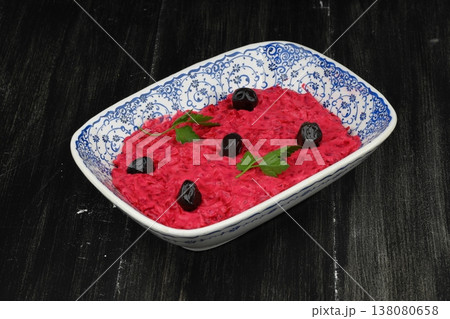 Healthy Beetroot Yogurt Dip with Garlic and Dill in a Bowl Healthy Beetroot Yogurt Dip with Garlic and Dill in a Bowl 138080658