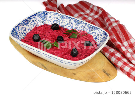 Healthy Beetroot Yogurt Dip with Garlic and Dill in a Bowl 138080665