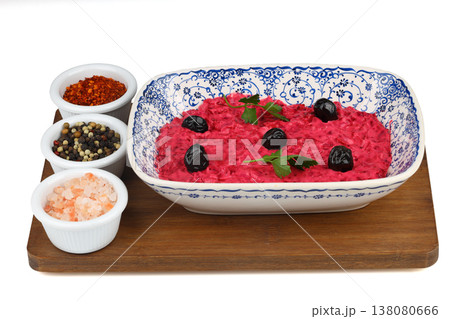 Healthy Beetroot Yogurt Dip with Garlic and Dill in a Bowl Healthy Beetroot Yogurt Dip with Garlic and Dill in a Bowl 138080666
