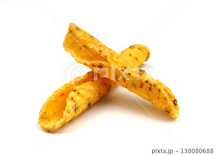 Honey Mustard Tortilla Corn Chips Isolated on White Background 138080688