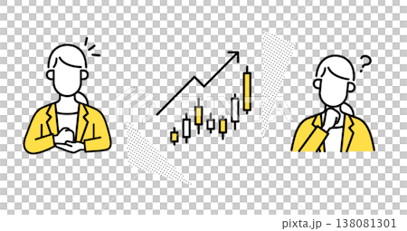 An illustration of a working woman analyzing stock investment charts. An illustration of a working woman analyzing stock investment charts. 138081301
