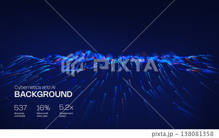Abstract future ai background with blue big data and digital dots for tech and technology science presentation. Line cyber business network 3d backdrop. Connection graphic design. Abstract future ai background with blue big data and digital dots for tech and technology science presentation. Line cyber business network 3d backdrop. Connection graphic design. 138081358