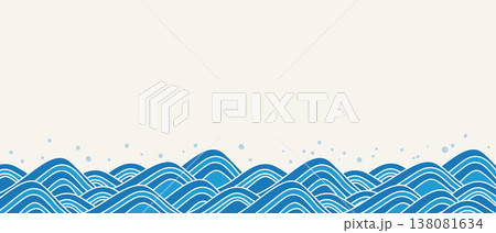 波　海のイラスト背景 138081634