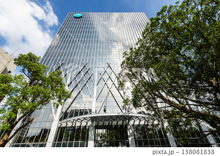 Low-angle view of the E.Sun Financial Holdings Second Headquarters building in Taipei, Taiwan.  138081838
