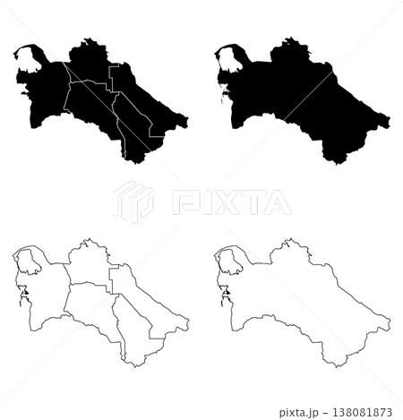 Turkmenistan Outline and Solid Fill Map Set. Turkmenistan Outline and Solid Fill Map Set. 138081873