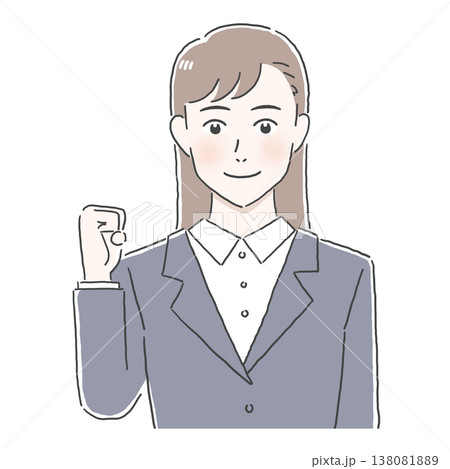 ガッツポーズをする新社会人の女性のイラスト ガッツポーズをする新社会人の女性のイラスト 138081889