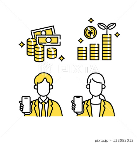 スマートフォンで資産運用や投資管理を行うビジネスパーソン 138082012