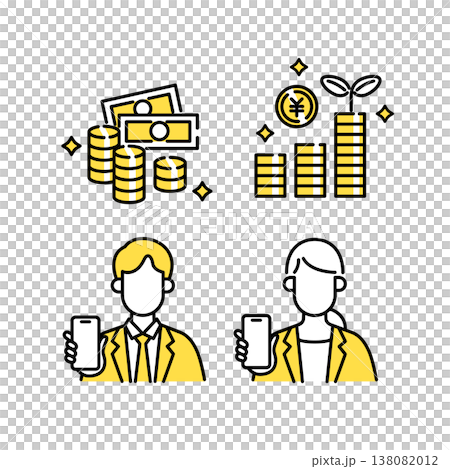 スマートフォンで資産運用や投資管理を行うビジネスパーソン 138082012