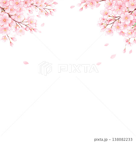水彩で描いた桜のフレーム 138082233