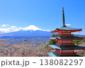 山梨県 新倉山浅間神社 忠霊塔 富士山と桜 2025 春 138082297
