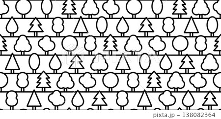 シンプルな木々が並ぶ模様のベクターイラスト シンプルな木々が並ぶ模様のベクターイラスト 138082364