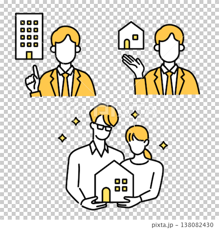 住宅購入や不動産投資を案内するビジネスマンと夫婦 住宅購入や不動産投資を案内するビジネスマンと夫婦 138082430