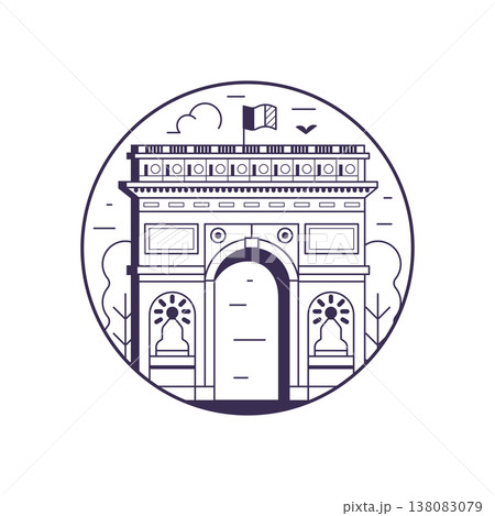 Triumphal Arch Landmark Building Icon in Line Art Triumphal Arch Landmark Building Icon in Line Art 138083079