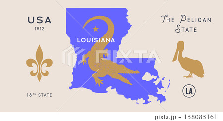 Louisiana state map USA emblem Louisiana state map USA emblem 138083161