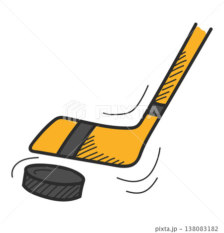 Hockey game doodle icon vector Hockey game doodle icon vector 138083182