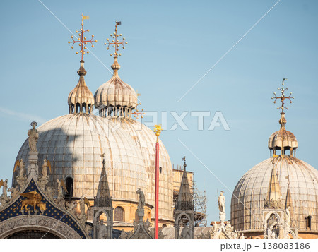 Landscape with Rialto Bridge and gondola Grand Canal in Venice, Italy, Europe. 138083186