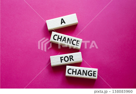 A Chance for Change symbol. Concept words A Chance for Change on wooden blocks. Beautiful bright red background. Business and A Chance for Change concept. Copy space. 138083960