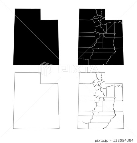 Utah State Outline and Solid Fill Map Set. 138084394