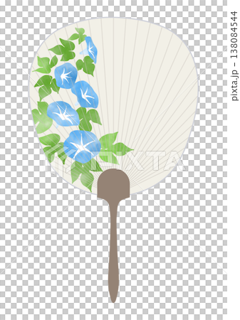日式插畫素材,描繪了一把飾有牽牛花圖案的夏日扇子 日式插畫素材,描繪了一把飾有牽牛花圖案的夏日扇子 138084544