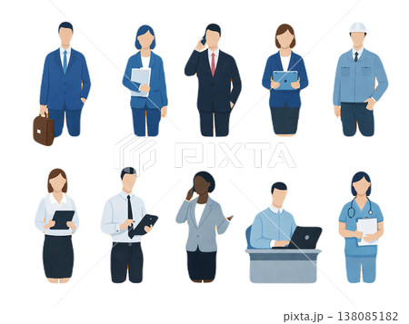 働く人々のイラストアイコン 138085182