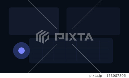 Dark monitoring interface background with indigo matrix grid, floating modules and elegant abstract dashboard composition for admin use Dark monitoring interface background with indigo matrix grid, floating modules and elegant abstract dashboard composition for admin use 138087806