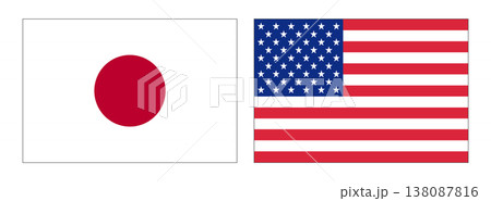 日本とアメリカの国旗 日本とアメリカの国旗 138087816