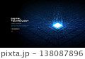 Luminous processor with glowing connections on futuristic tech bg 138087896